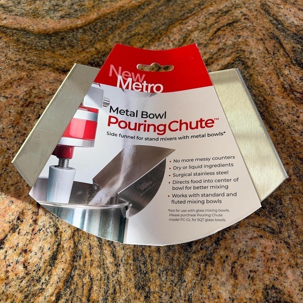 New Metro Metal Bowl Pouring Chute Stainless Steel Mixer Funnel 2PC-20